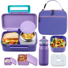 Kids Lunch Bento Box with 8oz Thermo Ice Pack Food Container with Insulated L...