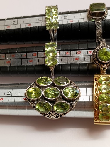 Arizona Peridot Silver .925 Rings 6 Total 3 Size 7 And 3 Are Size 9 - Picture 2 of 16