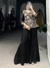 Bollywood Look Georgette Black Top And Palazzo With Dupatta For Women Wear