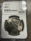 1923 Silver Peace Dollar NGC MS63