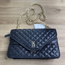 Steve Madden Bsenza Black Crossbody Bag Gold Chain Quilted NWT MSRP 128
