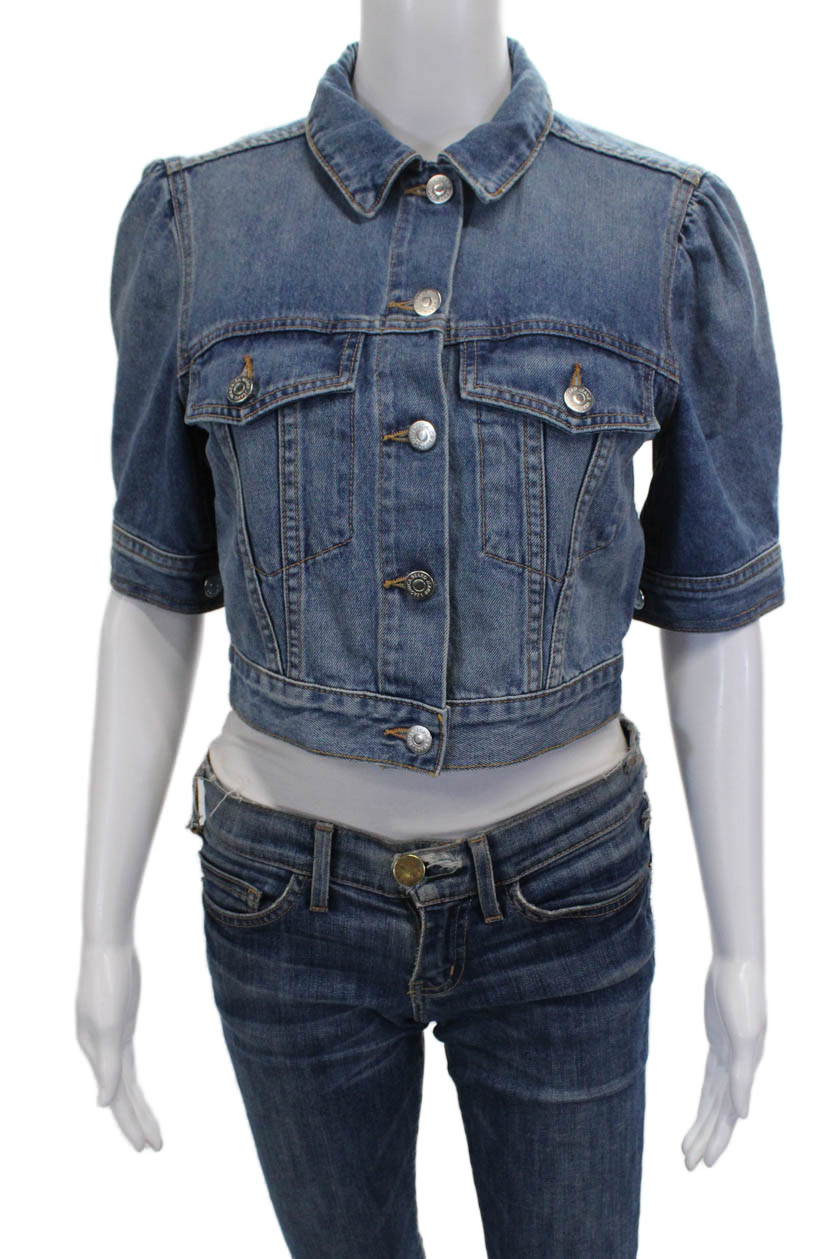 Veronica Beard Womens Basic Jacket Blue Cotton Sh… - image 1