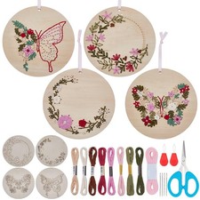 WEBEEDY 4 Sets Wood Stitched String Art Kit with 9.8x9.8 inches, multicolor