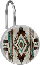 Cowhide Print Western Decorative Shower Curtain Hooks Rings Set of 12 Hooks for