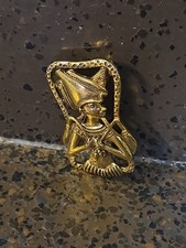 Egyptian Osiris Brooch Pin Gold Tone Textured and Smooth Metal