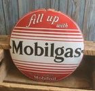 Vintage Mobilgas Mobiloil Mobil Gas Oil Porcelain Metal Pump Plate Domed Sign