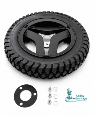  1 NEW  PERMOBIL AGGRESSIVE FOAM FILL TIRE on NEW WHEEL 14 x3  (3.00-8), SPACER.