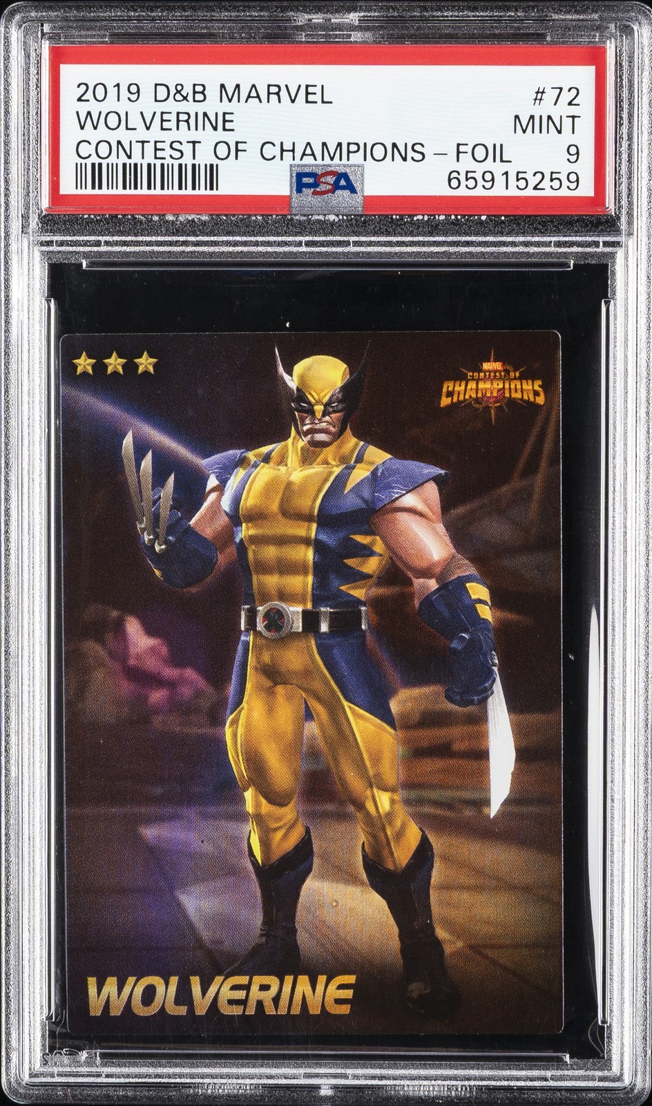 2019 DAVE & BUSTERS MARVEL CONTEST OF CHAMPIONS FOIL #72 WOLVERINE PSA 9