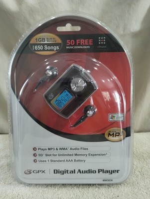 New GPX MP3 Digital Audio Player 1 GB Black Model MW3836 MP3/WMA  Factory Sealed