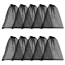 10pcs Mesh Drawstring Bag 10 x 12 inch Black Small Bags With Pull Rope Thicke...