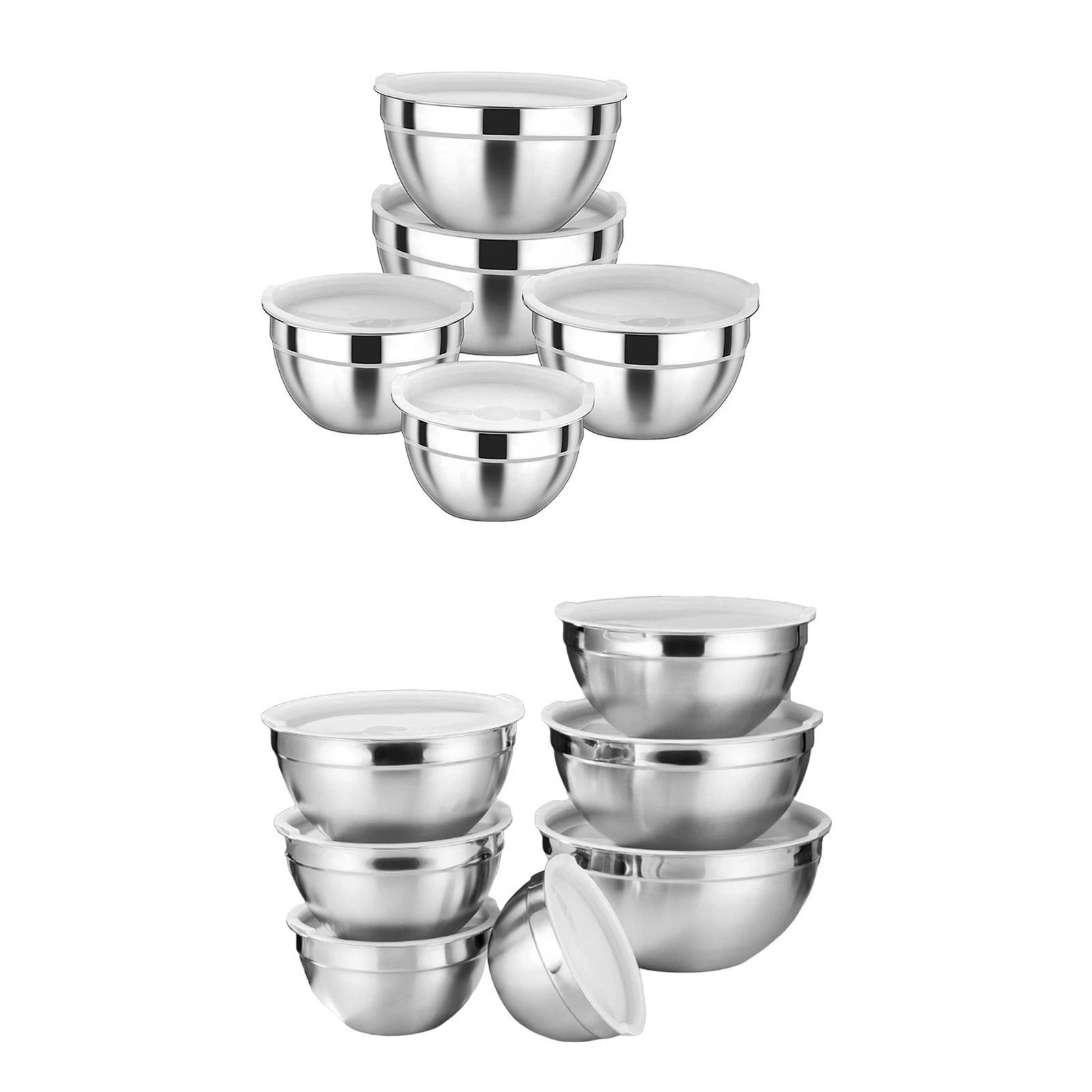 Stainless Steel Mixing Bowls with Lids Set Bowl Set Portable Multifunction Salad