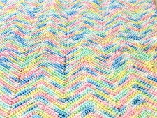 Handmade Crochet Knit Baby Toddler Blanket Pastel Colors 28"x28" Afghan New