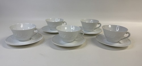 Set of 5 Bernardaud Porcelain Engraved Limoges Louvre Cup & Saucer 10 Piece Set - Picture 8 of 16