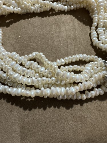 Kenneth Lane Genuine Fresh Water Pearls Multistrand Choker Necklace 16” Rose Clo - Picture 5 of 14