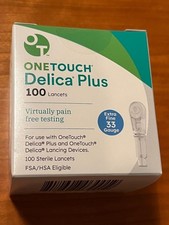 One Touch Verio Delica Plus 100 Count Extra Fine 33 Gauge Lancets Exp 03/31/2030