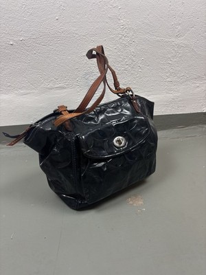 Vintage COACH Signature Stripe Handbag   Brown/White Original