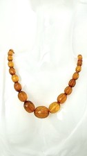Antike Art Déco Bernsteinkette Königsberger Schliff Cognac Collier Um 1930 Amber