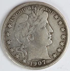 VF 1907 D Barber Half Dollar