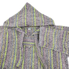 Baja Hoodie Mexican Poncho Jerga Pullover Purple Neon Stripe Large
