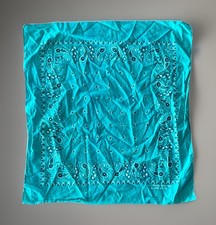 VTG 100 Cotton Bandana Handkerchief - Fast Color WPL 209 - Paisley Biker Teal