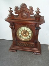 Antique American Ansonia carved wood mantel shelf clock c1900 for parts