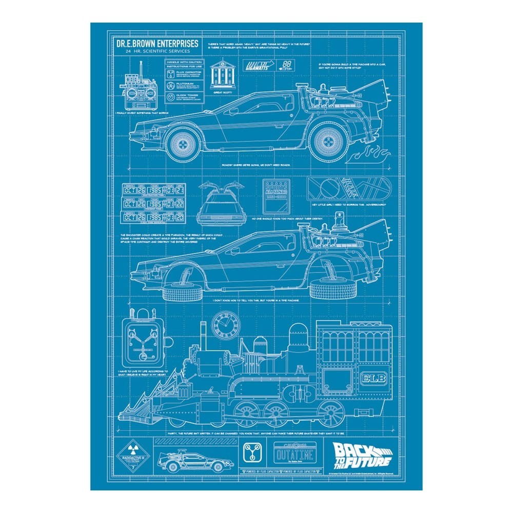 FaNaTtik Back to the Future Time Machine Blueprint Art Print – Limited Edition A3 Poster Print – DeLorean Schematic Wall Art for Movie Fans, Collectors & 80s Sci-Fi Lovers - Image 3