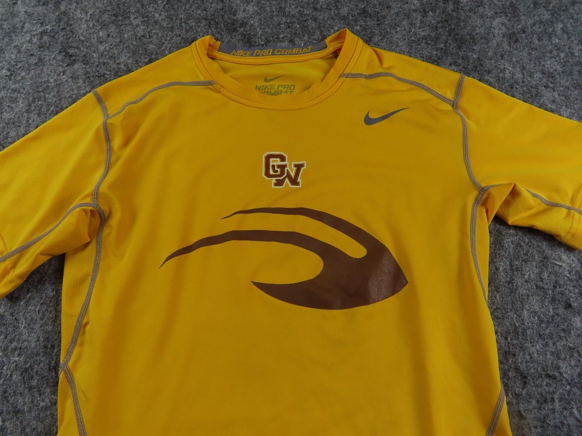 Nike Pro Combat Shirt Mens XL Yellow Dri Fit Compression Fitted