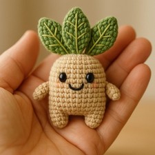 Cute Crochet Root Vegetable, Amigurumi Plush, Handmade Toy, Soft Decor