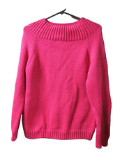 Lauren Ralph Lauren LRL Pink Cable Knit Cotton Sweater Boatneck Size Large