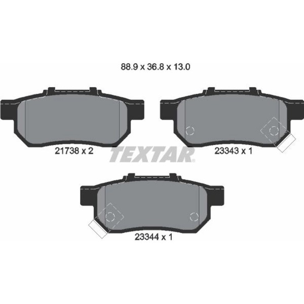 Textar 2173801 Bremsbelagsatz FüR Honda Civic CRX Jazz City EH EG EJ EK SO MA-image
