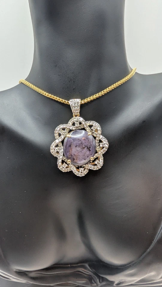 Ruby And White Sapphire Pendant W/ Yellow Gold Overlay - Image 2 of 3