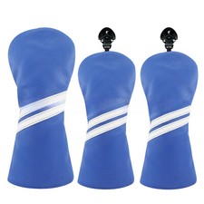 Simple Blue Double Slashes Golf Club Head Covers Driver Woods Hybrid Head Covers