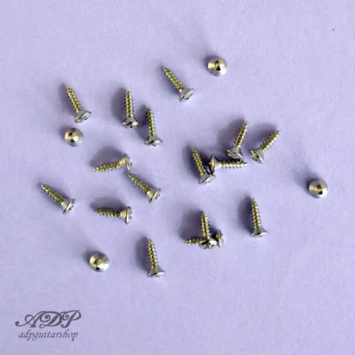 20 Gibson style 2,5 x 10 mm Chrome SG pickguard screws