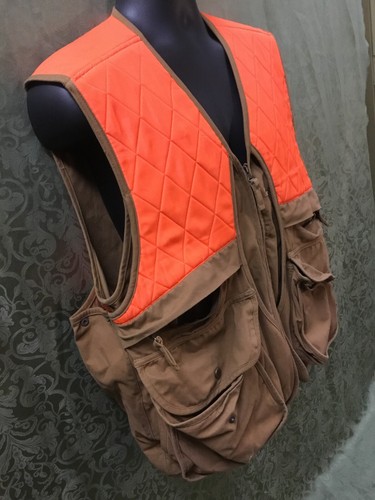Master Sportsman Bird Hunting Vest Adult M Orange Tan duck canvas Full Zip Shoot - Picture 2 of 16
