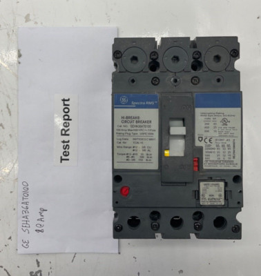 G.E. SEHA36AT0100 CIRCUIT BREAKER 100 A FRAME 3P 600V SRPE100A80 80 A RATE PLUG