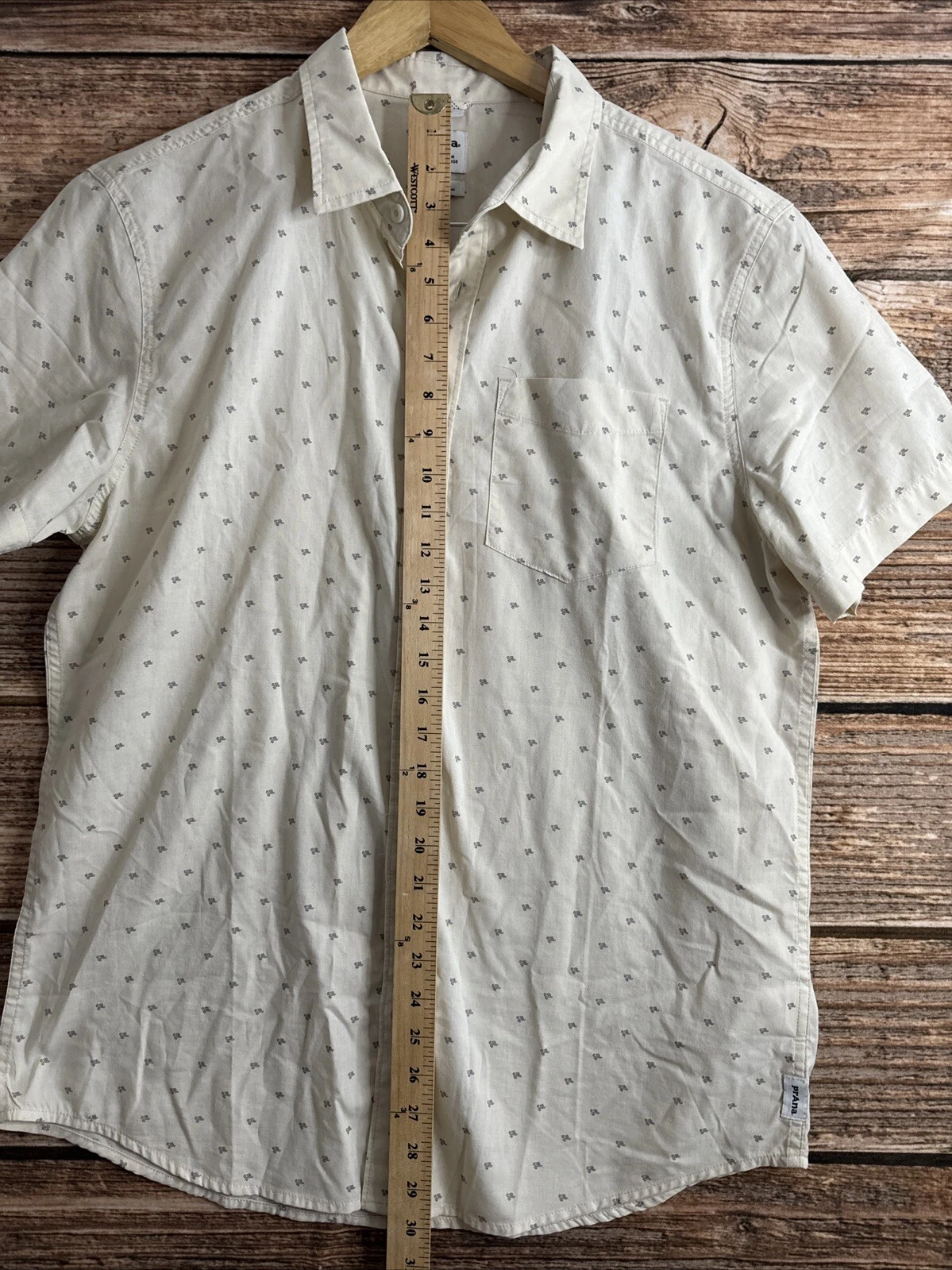 prana button up geometric short sleeve casual shirt