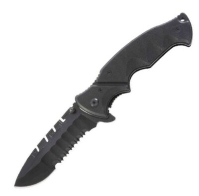 Super Heavy Duty Black Folding Knife - G10 Handles - FAST SHIPPING!