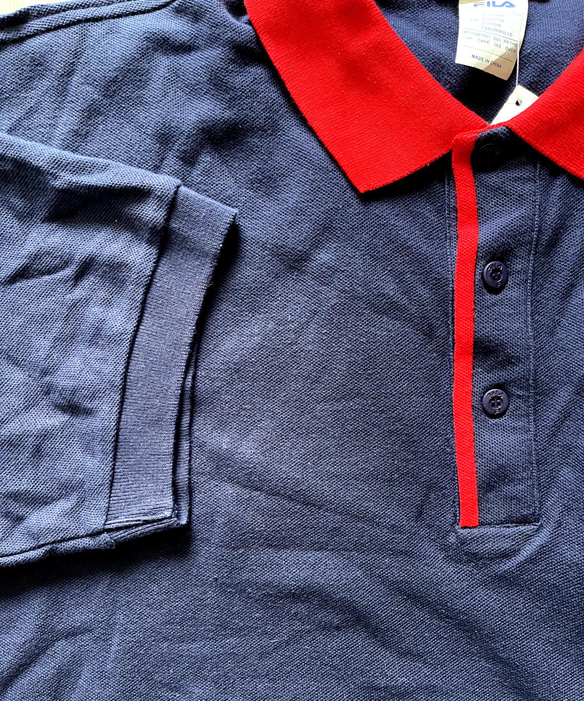 Rara polo uomo Fila vintage nuova con etichetta blu navy UOMO taglia XXL USA 42 $45 00