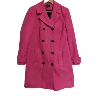 Marks & Spencer Women's Coat Jacket Bright Pink Size UK 12 Double Breasted Lined