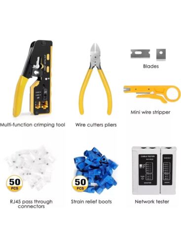 Ethernet Crimp Tool Kit - Cat5/Cat6/Cat7 Network Crimper with Cable Tester, Mini - Picture 3 of 23