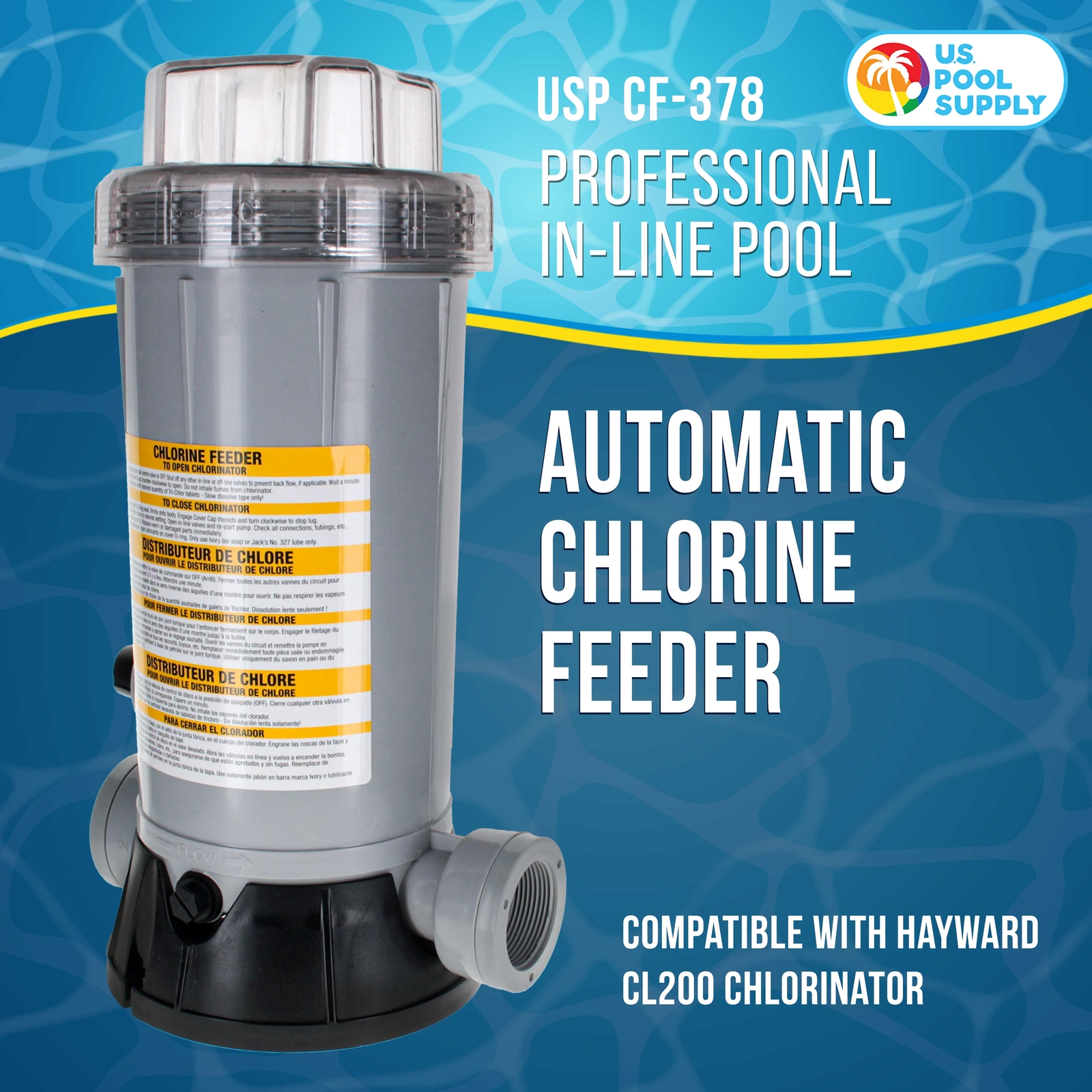 Professional In-Line Pool Automatic Chlorine Feeder - 9 lb Chemical Capacity