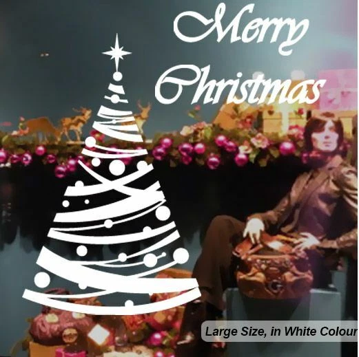 Large Polka Dot Christmas Tree Shop Window Wall Art Decor Handmade Sticker Decal - Image 4 of 4