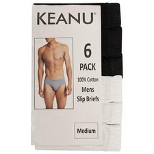 Mens 6 Pack Keanu 100% Cotton Slip Briefs Designer Waistband Underwear  S - 2XL