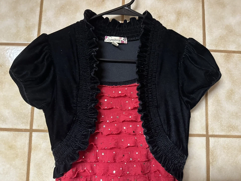 VESTIDO DE FIESTA MANGA CORTA ROJO Y NEGRO SPEECHLESS NIÑAS TALLA 14, FESTIVO FESTIVO Foto 2 de 4