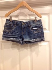 So Juniors Dark Wash Cuffed Denim Shorts Size 5