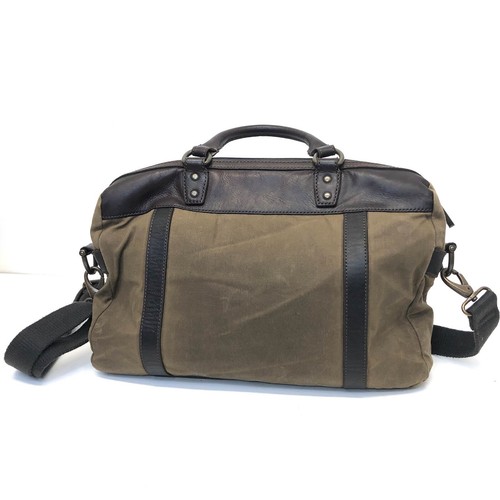 FOSSIL Waxed Canvas Messenger Bag Leather Trim Padded Laptop Sleeve - Picture 6 of 8