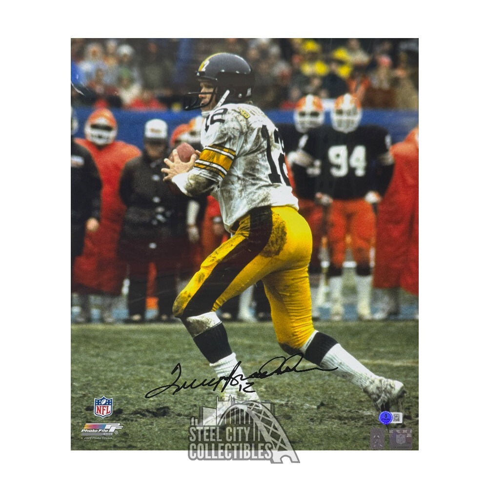 Terry Bradshaw Autographed Signed Pittsburgh 16x20 Football Photo - BAS (Dirty Jersey) 