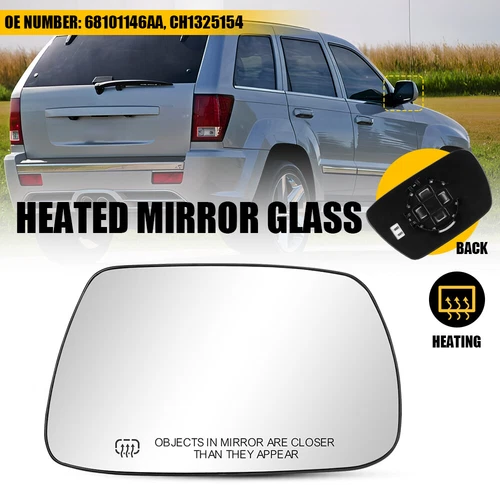 Rear View Heated Mirror Glass Right Passenger For 2005-2010 Jeep Grand Cherokee