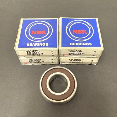 Lot of 4 NSK 20mm ID x 42mm OD x 12mm W Radial/Deep Groove Ball Bearings 6004DDU