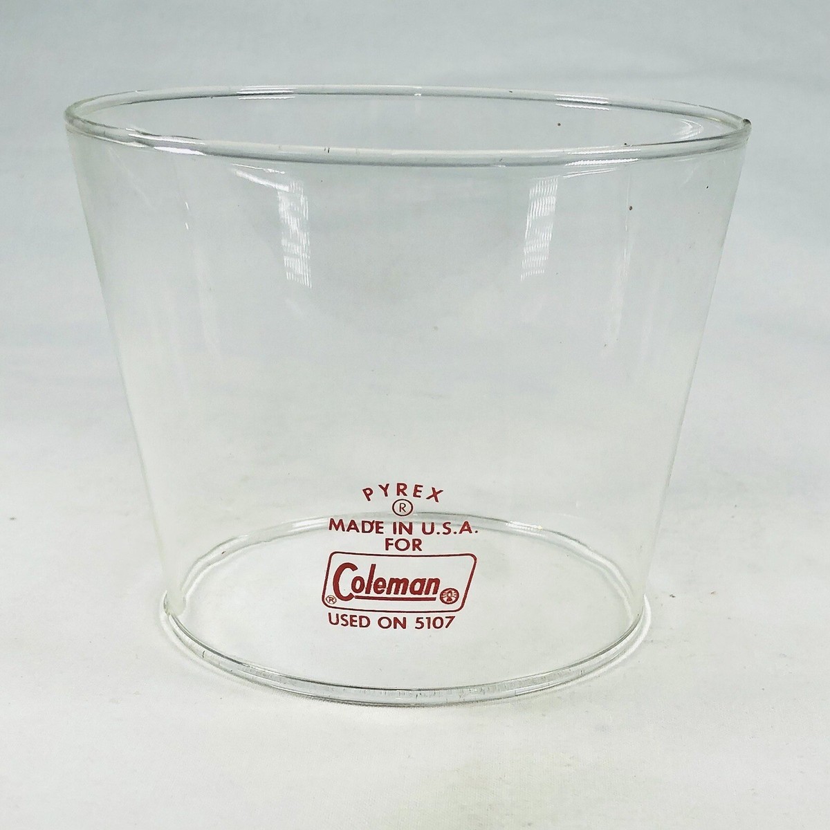 NOS US Coleman 5107 Globe Small Tapered Clear Red Pyrex -- Check